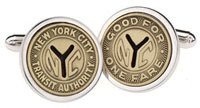 Authentic Vintage Silver Plated MTA Officially Licensed New York City Subway Token Cufflinks NYC cuff links Authentic Vintage Silver Plated MTA Officially Licensed New York City Subway Token Cufflinks NYC cuff links