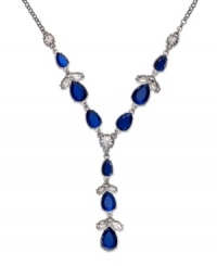 Make a shapely fashion statement with this Y-silhouette necklace from Charter Club. Blue glass accents are paired with clear stones for an alluring effect. Crafted in silver tone mixed metal. Approximate length: 18 inches + 3-inch extender. Approximate drop: 3 inches. Make a shapely fashion statement with this Y-silhouette necklace from Charter Club. Blue glass accents are paired with clear stones for an alluring effect. Crafted in silver tone mixed metal. Approximate length: 18 inches + 3-inch extender. Approximate drop: 3 inches.
