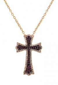 Effy Jewlery 14K Rose Gold Ruby and Diamond Cross Pendant, .61 TCW Effy Jewlery 14K Rose Gold Ruby and Diamond Cross Pendant, .61 TCW