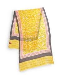 THE LOOKSemi-sheer designMulti-pattern styleRectangle silhouetteFrayed edgesTHE MEASUREMENT29W X 78LTHE MATERIALRayonCARE & ORIGINDry cleanImported THE LOOKSemi-sheer designMulti-pattern styleRectangle silhouetteFrayed edgesTHE MEASUREMENT29W X 78LTHE MATERIALRayonCARE & ORIGINDry cleanImported