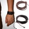 2-Pack Leather Black & Brown Bracelets - Adjustable Wristband - Great For Men, Women, Teens, Boys, Girls