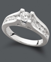 This is the moment you've been waiting for your whole life. This stunning engagement ring features certified, round-cut diamonds (1 ct. t.w.) with an exquisite channel setting. Crafted in 14k white gold. This is the moment you've been waiting for your whole life. This stunning engagement ring features certified, round-cut diamonds (1 ct. t.w.) with an exquisite channel setting. Crafted in 14k white gold.