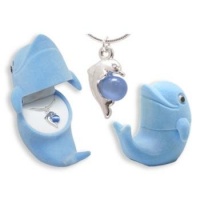 Dolphin Crystal Pendant Necklace With Velour Gift Box Dolphin Crystal Pendant Necklace With Velour Gift Box