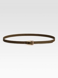 A sleek, skinny ring of waist-cinching leather.About 40 x 1 Leather Buckle closure Imported A sleek, skinny ring of waist-cinching leather.About 40 x 1 Leather Buckle closure Imported