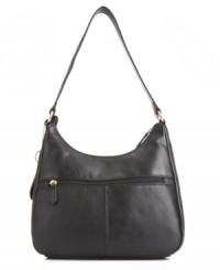 Giani Bernini ups the ante on the classic round hobo silhouette with multiple zip pockets and lots of organizational features. Giani Bernini ups the ante on the classic round hobo silhouette with multiple zip pockets and lots of organizational features.