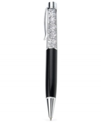 Penmanship with panache. Swarovski's crystalline ballpoint pen is crafted with silver-tone and anthracite details, and features clear crystals for a sparkling touch. Item comes packaged in a velvet pouch. Black ink. Approximate size: 5-3/5 x 3/5 inches. Penmanship with panache. Swarovski's crystalline ballpoint pen is crafted with silver-tone and anthracite details, and features clear crystals for a sparkling touch. Item comes packaged in a velvet pouch. Black ink. Approximate size: 5-3/5 x 3/5 inches.