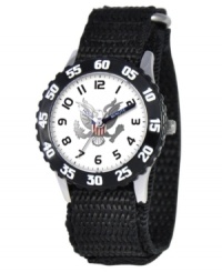 Help your kids stay on time with this fun Time Teacher watch that features a U.S. Army logo and labeled hands for easy reading. Help your kids stay on time with this fun Time Teacher watch that features a U.S. Army logo and labeled hands for easy reading.