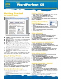 WordPerfect X5 Quick Source Guide WordPerfect X5 Quick Source Guide