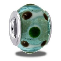 Davinci Green and Black Dot and Light Blue Italian Glass European/Memory Charm Double Sterling Layered Bead - Fits Pandora Bracelets Davinci Green and Black Dot and Light Blue Italian Glass European/Memory Charm Double Sterling Layered Bead - Fits Pandora Bracelets