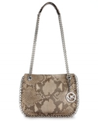 Give your style some instant edge with this sleek python-embossed leather purse from MICHAEL Michael Kors. Chic chain-link detail offers eye-catching appeal, while the interior is perfectly sized to meet your day-to-night demands. Give your style some instant edge with this sleek python-embossed leather purse from MICHAEL Michael Kors. Chic chain-link detail offers eye-catching appeal, while the interior is perfectly sized to meet your day-to-night demands.