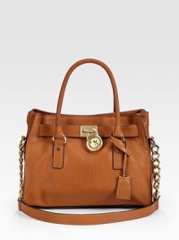A structured design in luxurious leather with chic, signature hardware accents.Double top handles, 5 dropChain and leather shoulder strap, 10 dropMagnetic snap closureProtective metal feetOne inside zip pocketTwo inside open pocketsCotton lining12W X 9½H X 5DImported A structured design in luxurious leather with chic, signature hardware accents.Double top handles, 5 dropChain and leather shoulder strap, 10 dropMagnetic snap closureProtective metal feetOne inside zip pocketTwo inside open pocketsCotton lining12W X 9½H X 5DImported