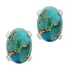 1.20 Ct Stunning Oval Blue Turquoise With .925 Sterling Silver Earring Studs