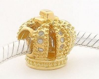 18k Gold on 925 Sterling Silver European Style Royal Crown with Diamonds Charm Beads for Pandora, Biagi, Chamilia, Troll and More Bracelets 18k Gold on 925 Sterling Silver European Style Royal Crown with Diamonds Charm Beads for Pandora, Biagi, Chamilia, Troll and More Bracelets
