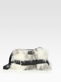 Ultra-luxurious fox fur in a petite, leather accented design.Adjustable shoulder strap, 7½-13 dropTop clasp closureOne inside zip pocketOne inside open pocketSatin lining10W X 5½H X 2DImported Ultra-luxurious fox fur in a petite, leather accented design.Adjustable shoulder strap, 7½-13 dropTop clasp closureOne inside zip pocketOne inside open pocketSatin lining10W X 5½H X 2DImported
