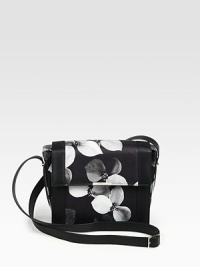 Lush florals highlight butter-smooth calfskin in this petite structured carryall.Shoulder strap, 21½ dropFlap snap closureTwo open pockets under flapOne inside open pocketFully lined9¾W X 7½H X 2½DMade in Italy Lush florals highlight butter-smooth calfskin in this petite structured carryall.Shoulder strap, 21½ dropFlap snap closureTwo open pockets under flapOne inside open pocketFully lined9¾W X 7½H X 2½DMade in Italy