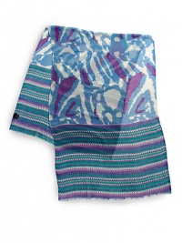 THE LOOKSemi-sheer designMixed print styleRectangle silhouetteFrayed edgesTHE MEASUREMENT29W X 78LTHE MATERIAL80% wool/20% silkCARE & ORIGINDry cleanImported THE LOOKSemi-sheer designMixed print styleRectangle silhouetteFrayed edgesTHE MEASUREMENT29W X 78LTHE MATERIAL80% wool/20% silkCARE & ORIGINDry cleanImported