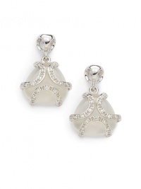 THE LOOKWhite onyx details.03 tcw diamond accents Rhodium-plated sterling silver settingPost backTHE MEASUREMENTLength, about .75ORIGINImported THE LOOKWhite onyx details.03 tcw diamond accents Rhodium-plated sterling silver settingPost backTHE MEASUREMENTLength, about .75ORIGINImported