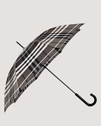 Burberry's dapper check print gives this packable umbrella classic appeal, rain or shine. Burberry's dapper check print gives this packable umbrella classic appeal, rain or shine.