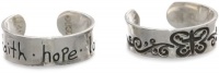 Bob Siemon Sterling Silver Faith, Hope, Love and Butterfly Toe Ring Set of 2 Bob Siemon Sterling Silver Faith, Hope, Love and Butterfly Toe Ring Set of 2