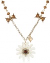 Betsey Johnson Iconic Summer Metallics Pearl Flower Pendant Necklace, 19