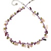 Chuvora Genuine Fresh Water Cultured Pearl with Multi Gemstones Purple Silk Thread Necklace 16-18 Princess Length
