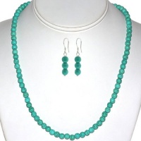 6mm Round Beads Green Turquoise Howlite 20 Necklace and Earrings Set 6mm Round Beads Green Turquoise Howlite 20 Necklace and Earrings Set