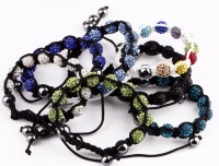 Beaded Shamballa Hematite Crystal Bracelet Faceted Beaded Inspired Adjustable Choose Your Color
