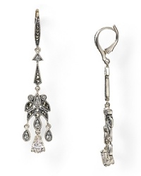 Wear this pair of Judith Jack party lights for elegant sparkle, crafted of sterling silver with a delicate linear cascade of crystal accents. Wear this pair of Judith Jack party lights for elegant sparkle, crafted of sterling silver with a delicate linear cascade of crystal accents.