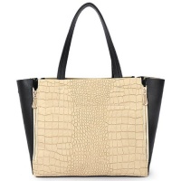 BARLIN Tan Designer Inspired Faux Alligator Print Expandable Top Handle Shopper Tote Shoulder Bag BARLIN Tan Designer Inspired Faux Alligator Print Expandable Top Handle Shopper Tote Shoulder Bag