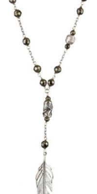 Chan Luu Silver Feather on Silver with Semi Precious Agate Stones Chain Necklace Chan Luu Silver Feather on Silver with Semi Precious Agate Stones Chain Necklace
