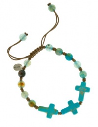 CHAN LUU Aqua Fire Agate Cross Bracelet CHAN LUU Aqua Fire Agate Cross Bracelet