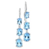 CleverEve Designer Series Triple Oval Cut Genuine Blue Topaz Dangling French Wire Earrings in Silver