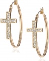 Betsey Johnson Iconic Summer Metallics Cross Hoop Earrings