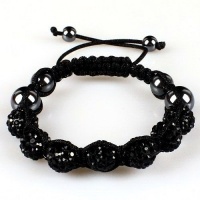 10mm Black Crystals Macrame 7pcs Beaded Shamballa Ball Adjustable Bracelet 10mm Black Crystals Macrame 7pcs Beaded Shamballa Ball Adjustable Bracelet