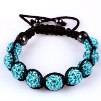 10mm Sky Blue Crystals Macrame 9pcs Beaded Shamballa Ball Adjustable Bracelet 10mm Sky Blue Crystals Macrame 9pcs Beaded Shamballa Ball Adjustable Bracelet