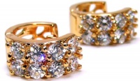 0.62 Inch Double Line White Swarovski Crystal Elements 14k Yellow Gold Filled Huggie Hoop Earrings 0.62 Inch Double Line White Swarovski Crystal Elements 14k Yellow Gold Filled Huggie Hoop Earrings