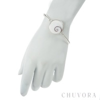 Chuvora Sterling Silver Shiva Eye Swirl Shell Bangle Bracelet for Women 7'' Chuvora Sterling Silver Shiva Eye Swirl Shell Bangle Bracelet for Women 7''