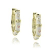 Lily Nily 18k Gold Overlay White Enamel Heart Design Children's Hoop Earrings