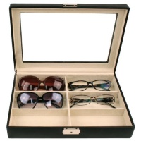 Eyeglasses Sunglasses Storage Case Leather Box Organizer for 6 Glasses Eyeglasses Sunglasses Storage Case Leather Box Organizer for 6 Glasses