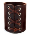 Laced Brown Leather Gothic Rock Star Cuff Bracelet