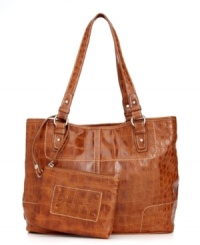 Carry off this season's most-coveted style with this croc-embossed shopper from Nine West. The spacious interior includes plenty of pockets and a companion wristlet, making this bag the ultimate work-to-weekend essential. Carry off this season's most-coveted style with this croc-embossed shopper from Nine West. The spacious interior includes plenty of pockets and a companion wristlet, making this bag the ultimate work-to-weekend essential.