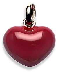 For a real sweetheart, show your love with this bright red enamel and sterling silver heart charm. For a real sweetheart, show your love with this bright red enamel and sterling silver heart charm.