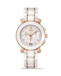 Fendi Round Ceramic Chrono Stainless Steel Watch, 38mm Fendi Round Ceramic Chrono Stainless Steel Watch, 38mm