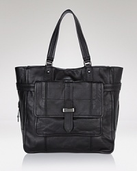 Let Juicy Couture's oversized leather carryall stamp your look with an edgy glamour. With clean lines and a roomy interior, this bag finishes hard-hitting looks. Let Juicy Couture's oversized leather carryall stamp your look with an edgy glamour. With clean lines and a roomy interior, this bag finishes hard-hitting looks.