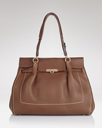 Take your accessories portfolio is a ladylike direction with this satchel from Salvatore Ferragamo. A roomy silhouette handles the essentials, while pebbled leather lends a luxe look. Take your accessories portfolio is a ladylike direction with this satchel from Salvatore Ferragamo. A roomy silhouette handles the essentials, while pebbled leather lends a luxe look.