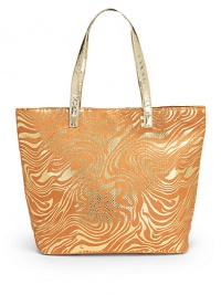THE LOOKZebra-inspired metallic swirls on canvasSquare silhouetteMetallic shoulder strapsSnap top closureSignature goldtone S studTwo inside open pocketsInside logo printTHE MEASUREMENTShoulder straps 9 drop18¾W X 13¾H X 6DTHE MATERIALCanvasMetallic trimFully linedORIGINImported THE LOOKZebra-inspired metallic swirls on canvasSquare silhouetteMetallic shoulder strapsSnap top closureSignature goldtone S studTwo inside open pocketsInside logo printTHE MEASUREMENTShoulder straps 9 drop18¾W X 13¾H X 6DTHE MATERIALCanvasMetallic trimFully linedORIGINImported