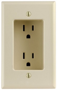 Leviton 689-I 15 Amp 1-Gang Recessed Duplex Receptacle, Residential Grade, with Screws Mounted to Housing, Ivory Leviton 689-I 15 Amp 1-Gang Recessed Duplex Receptacle, Residential Grade, with Screws Mounted to Housing, Ivory