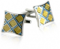 Yellow & Blue Plaid Cufflinks by Cuff-Daddy Yellow & Blue Plaid Cufflinks by Cuff-Daddy
