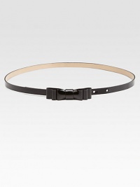 A classic patent leather belt featuring a prim and proper bow.About .5 wideLeatherMade in Italy A classic patent leather belt featuring a prim and proper bow.About .5 wideLeatherMade in Italy
