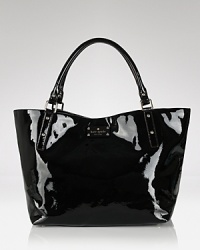 kate spade new york's patent leather tote the ultimate day bag. Whether on the clock with tailored separates or off duty with denim, this shopper is a slick option with a versatile side. kate spade new york's patent leather tote the ultimate day bag. Whether on the clock with tailored separates or off duty with denim, this shopper is a slick option with a versatile side.
